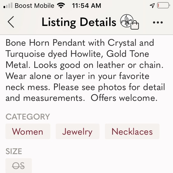 5/25$ Must Buy 5!! Bone Horn Pendant Crystal Turquoise Gold - Picture 6 of 6